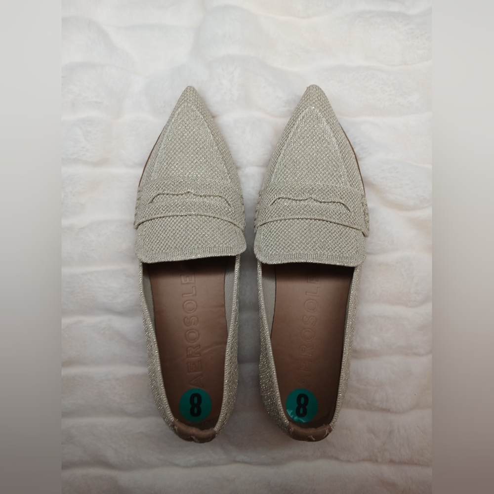 Aerosoles Women’s Size 8 Sparkle Knit Loafers Beige Gold NWOT - Picture 3 of 12